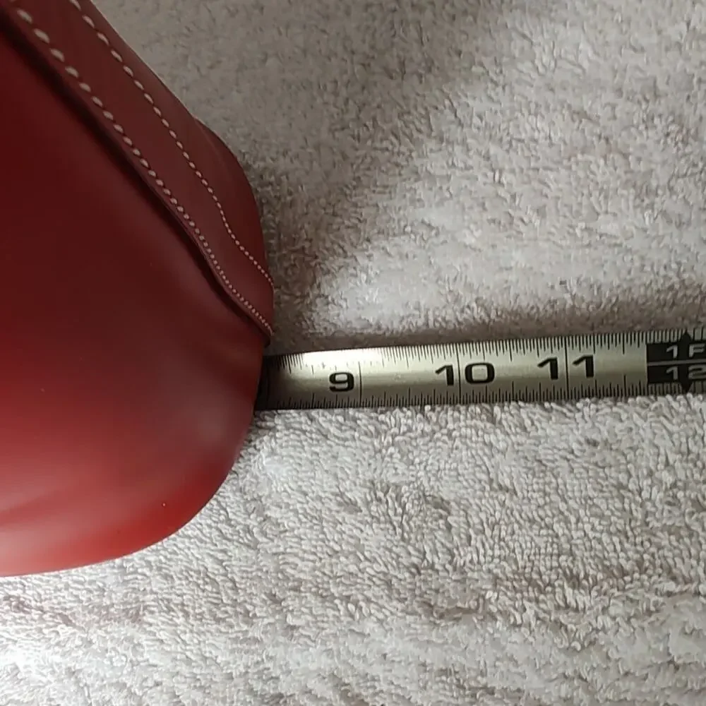 Dooney & Bourke Red Toiny Bucket Bag Leather North South Satchel Handbag Purse